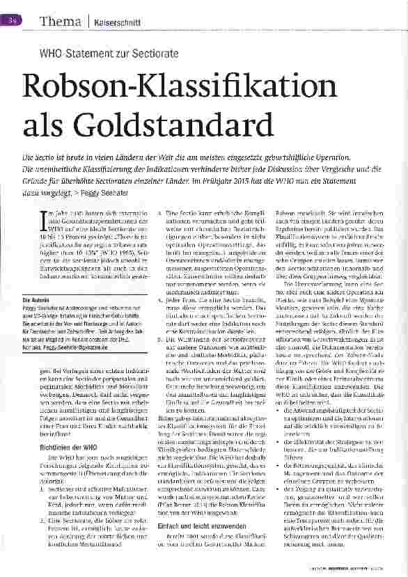 Vorschauseite 1: Robson-Klassifikation als Goldstandard