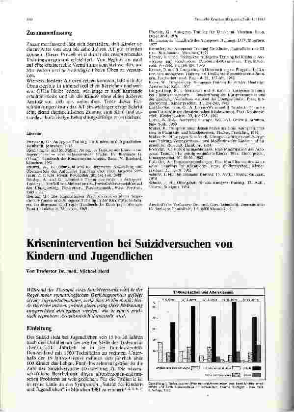 Vorschauseite 1: Krisenintervention bei Suizidversuchen von Kindern und Jugendlichen
