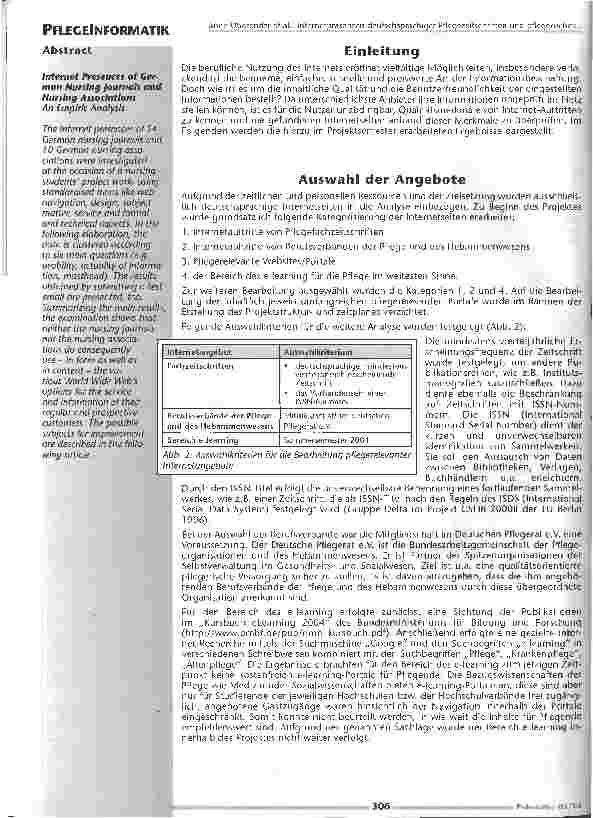 Vorschauseite 2: Internetpräsenz Pflegezeitschriften und pflegerischer Berufsverbände