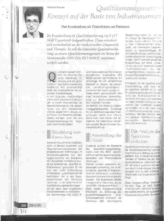 Vorschauseite 1: Qualitätsmanagement - Konzept auf der Basis von Industrienormen
