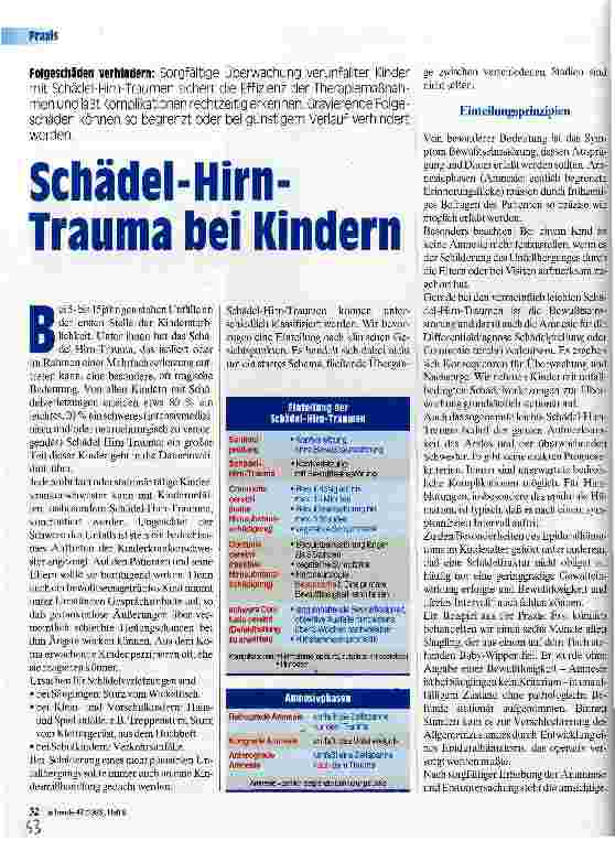 Vorschauseite 1: Schädel-Hirn-Traumen bei Kindern Folgeschäden verhindern