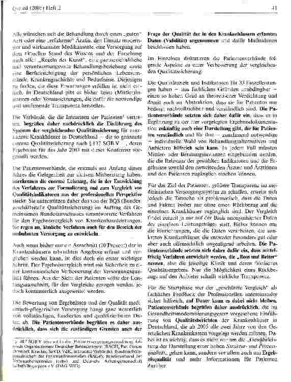 Vorschauseite 2: Patienten wünschen sich Versorgung von höchster Qualität