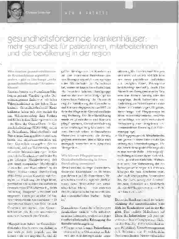 Vorschauseite 1: gesundheitsfördernde krankenhäuser: mehr gesundheit für patientlnnen, mitarbeiterlnnen und die bevölkerung in der region