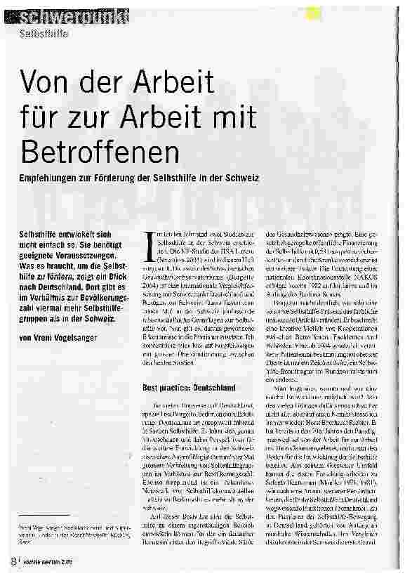 Vorschauseite 1: Von der Arbeit für zur Arbeit mit Betroffenen