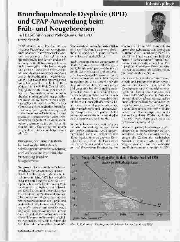 Vorschauseite 1: Bronchopulmonale Dysplasie (BPD) und CPAP-Anwendung beim Frühund NeugeborenenTeil I: Definition und Pathogenese der BPD