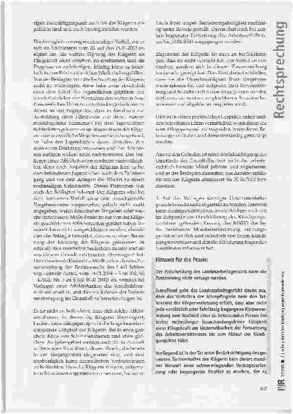 Vorschauseite 4: Zur außerordentlichen Kündigung wegen Körperverletzung