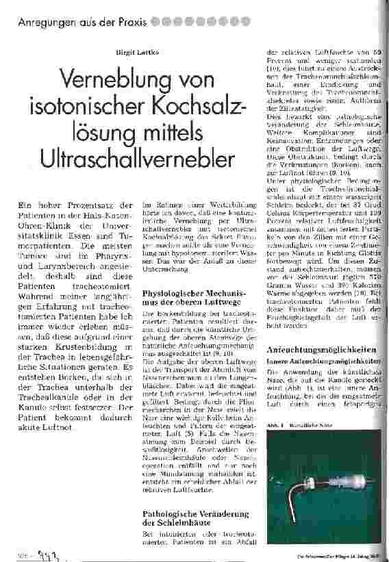 Vorschauseite 1: Verneblung von isotonischer Kochsalzlösung mittels Ultraschallvernebler