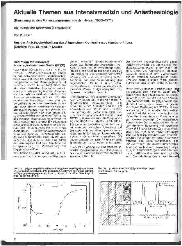 Vorschauseite 1: Aktuelle Themen aus Intensivmedizin und Anästhesiologie Die künstliche Beatmung (Fortsetzung)