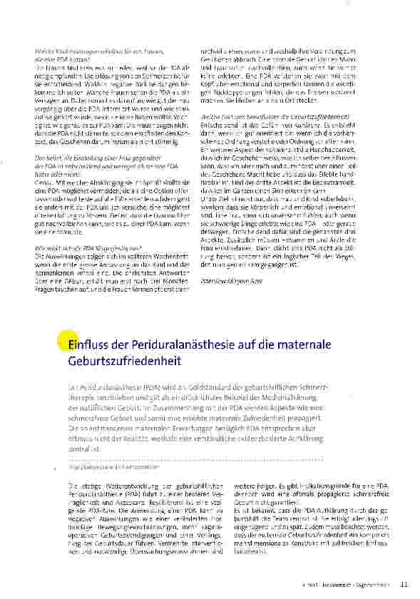 Vorschauseite 3: Wichtig ist, dass die Frau gut über die Periduralanästhesie Bescheid weiss