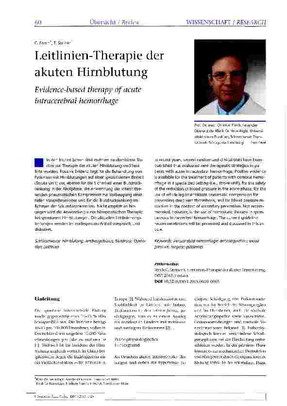 Vorschauseite 1: Leitlinien-Therapie der akuten Hirnblutung