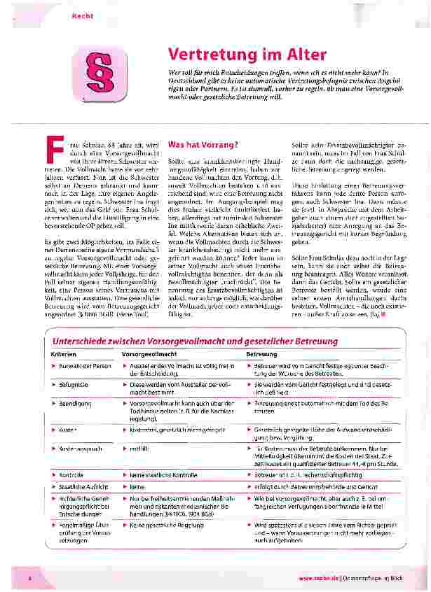 Vorschauseite 1: Vertretung im Alter