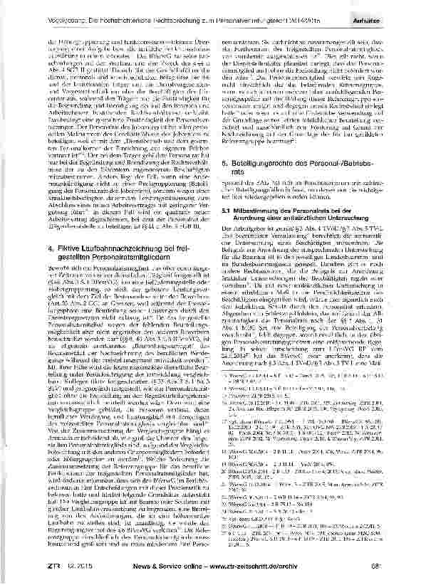 Vorschauseite 3: Die höchstrichterliche Rechtsprechung zum Personalvertretungsund parallel Betriebsverfassungsrecht 2014/2015
