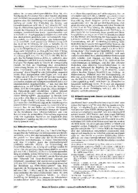 Vorschauseite 4: Die höchstrichterliche Rechtsprechung zum Personalvertretungsund parallel Betriebsverfassungsrecht 2014/2015