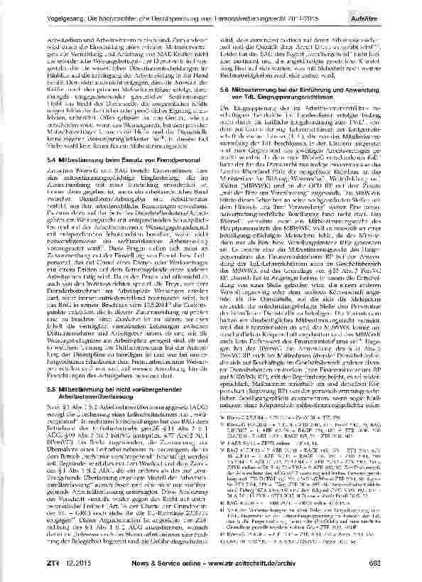 Vorschauseite 5: Die höchstrichterliche Rechtsprechung zum Personalvertretungsund parallel Betriebsverfassungsrecht 2014/2015