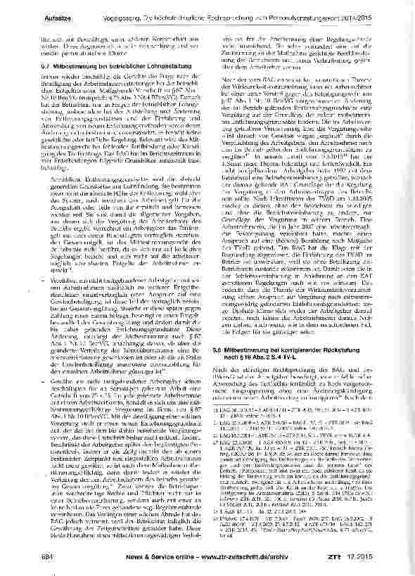 Vorschauseite 6: Die höchstrichterliche Rechtsprechung zum Personalvertretungsund parallel Betriebsverfassungsrecht 2014/2015