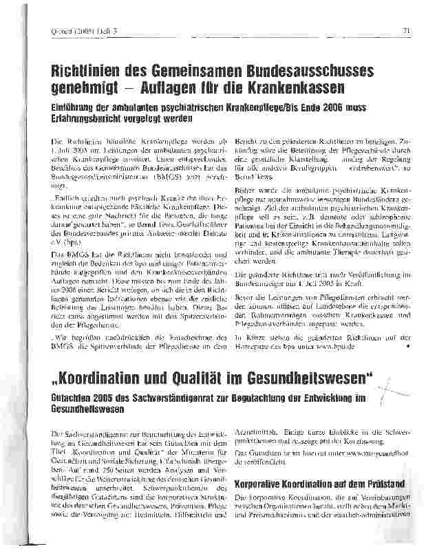 Vorschauseite 1: Koordination und Qualität im Gesundheitswesen