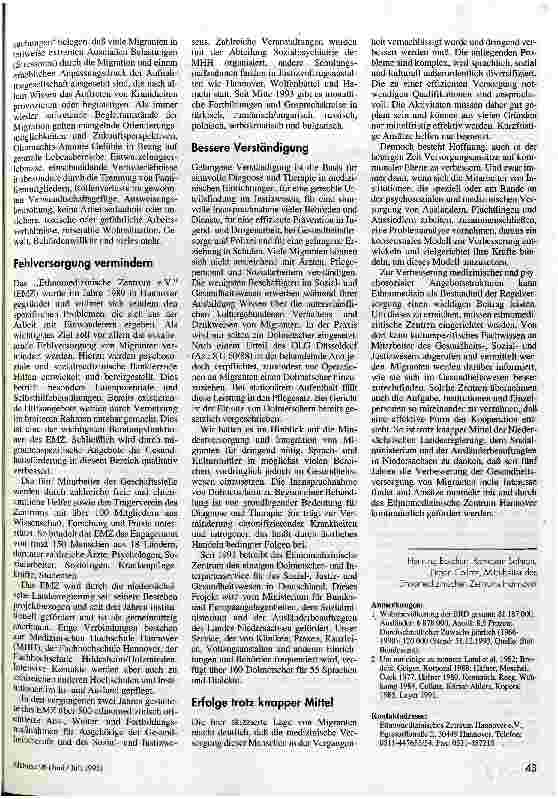 Vorschauseite 3: Mittler zwischen den Kulturen Konzept und Arbeit des Ethnomedizinischen Zentrums von Hannover