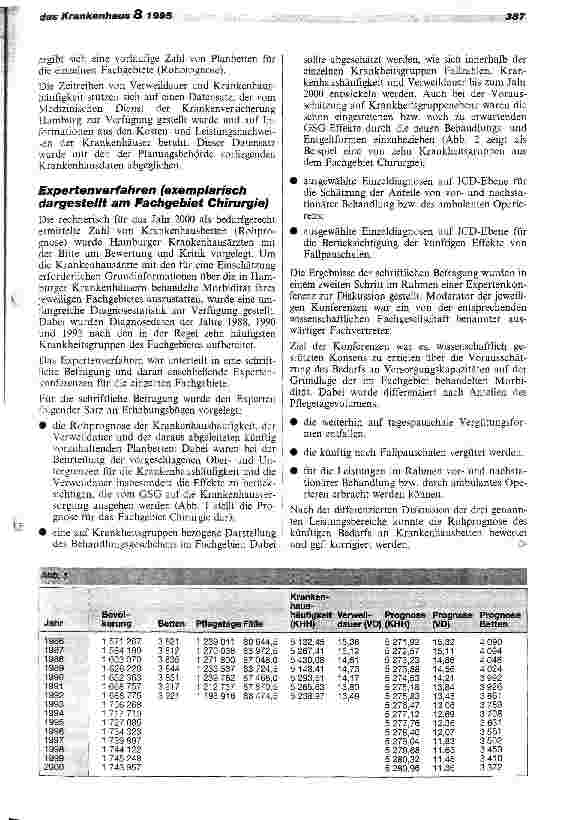 Vorschauseite 3: Morbiditätsorientierte Krankenhausplanung unter den Rahmenbedingungen des GSG Zwischenbilanz der Fortschreibung des Krankenhausplans 1995 der Freien und Hansestadt Hamburg