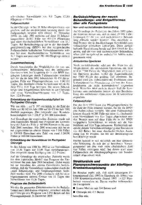 Vorschauseite 6: Morbiditätsorientierte Krankenhausplanung unter den Rahmenbedingungen des GSG Zwischenbilanz der Fortschreibung des Krankenhausplans 1995 der Freien und Hansestadt Hamburg