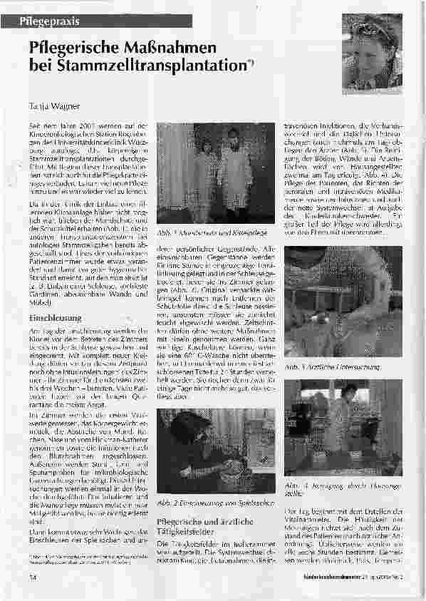 Vorschauseite 1: Pflegerische Maßnahmen bei Stammzelltransplantation