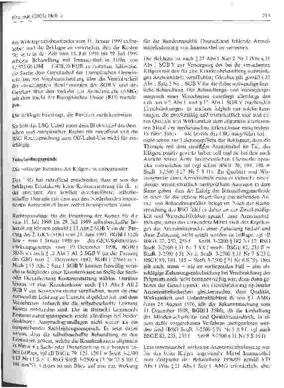 Vorschauseite 3: Keine Kostenübernahme eines nicht zugelassenen Arzneimittels in der Bundesrepublik Deutschland trotz Zulassung in anderem MitgliedstaatBundessozialgericht Urteil vom 18. Mai 2004,…