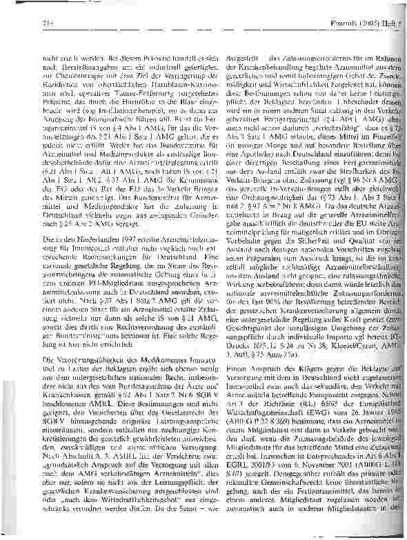 Vorschauseite 4: Keine Kostenübernahme eines nicht zugelassenen Arzneimittels in der Bundesrepublik Deutschland trotz Zulassung in anderem MitgliedstaatBundessozialgericht Urteil vom 18. Mai 2004,…