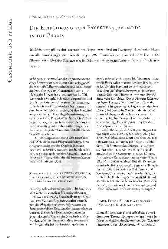 Vorschauseite 1: DIE EINFÜHRUNG VON EXPERTENSTANDARDS IN DIE PRAXIS