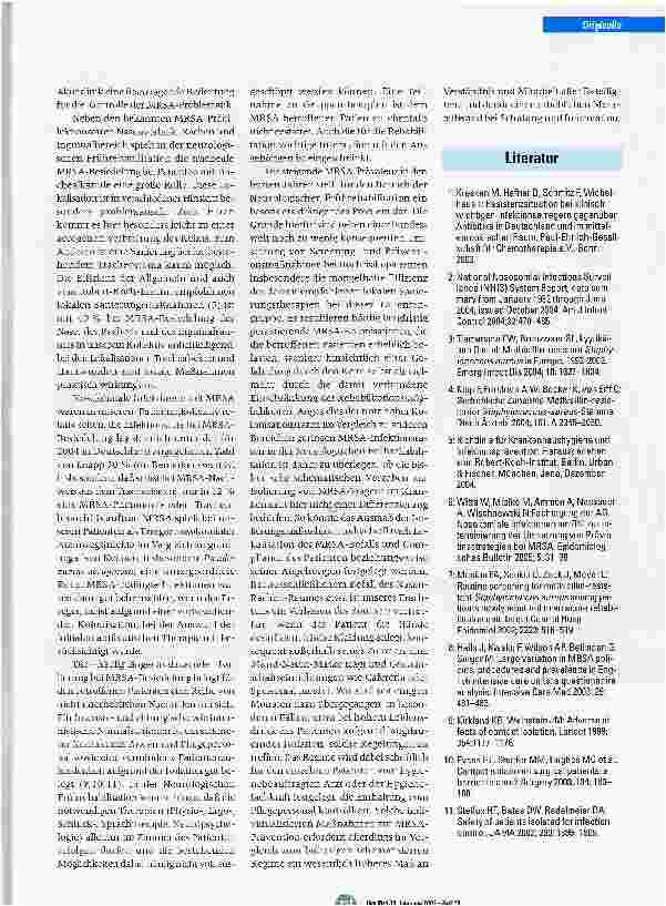 Vorschauseite 4: Die MRSA-Problematik in der Neurologischen Frührehabilitation