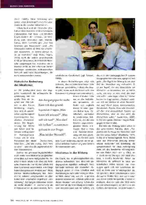 Vorschauseite 2: Der Versuch ist der wahre Idealismus Über Sinn und Zweck des Idealismus in der Pfiegepädagogik