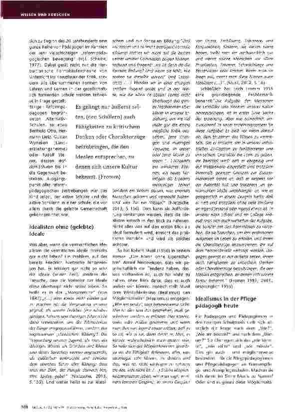 Vorschauseite 4: Der Versuch ist der wahre Idealismus Über Sinn und Zweck des Idealismus in der Pfiegepädagogik