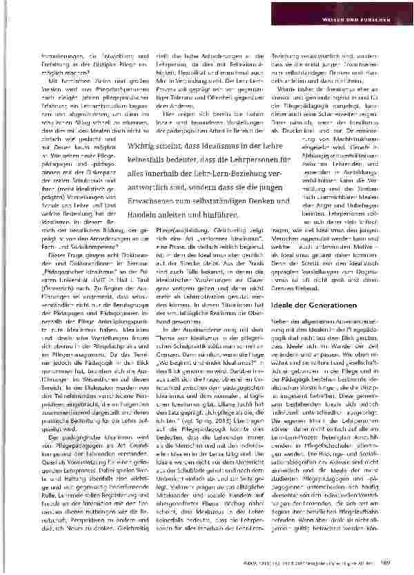Vorschauseite 5: Der Versuch ist der wahre Idealismus Über Sinn und Zweck des Idealismus in der Pfiegepädagogik