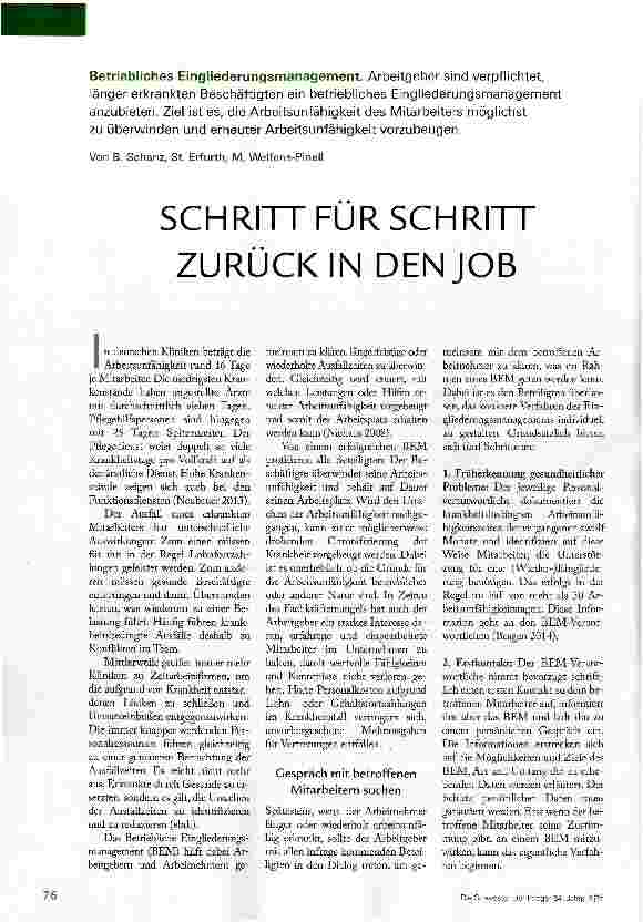 Vorschauseite 1: SCHRITT FÜR SCHRITT ZURÜCK IN DEN JOB