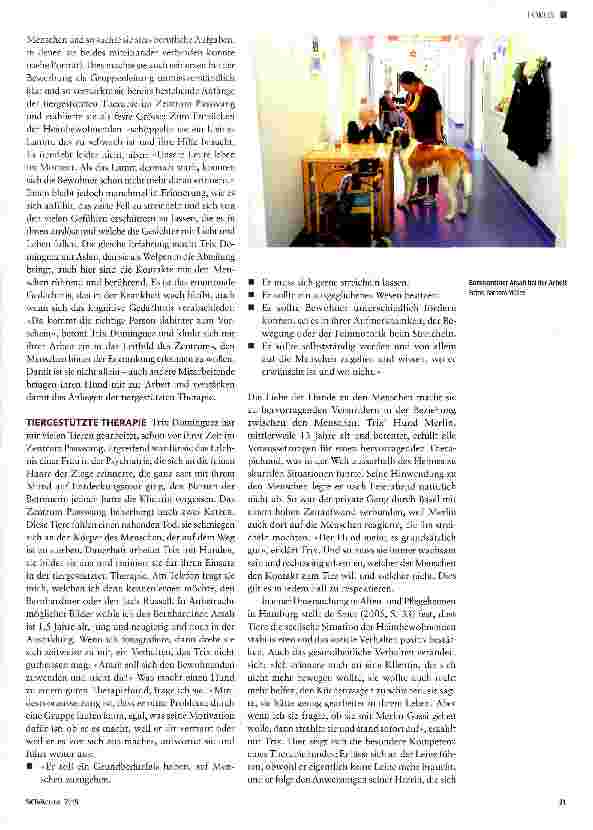 Vorschauseite 2: «Und ganz fienie Hoor hat sie chah!» -tiergestützte Therapie im Zentrum Passwang