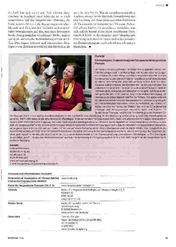 Vorschauseite 4: «Und ganz fienie Hoor hat sie chah!» -tiergestützte Therapie im Zentrum Passwang