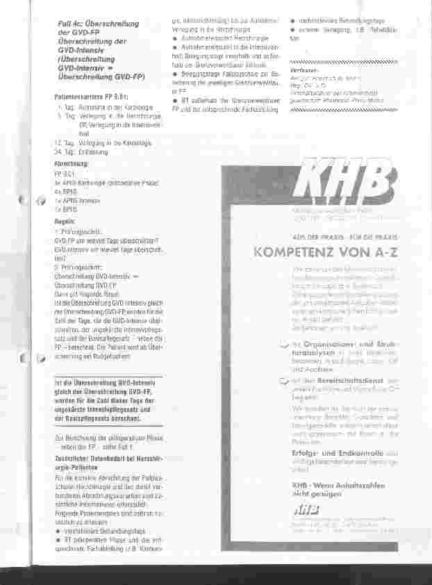 Vorschauseite 3: Ein echtes Kabinettstückchen Neue Abrechnngsmodalitäten bei Fallpauschalen in der Herzchirurgie 1. ÄndV BPflV (Beschluß der Bundesregierung von 13. 6. 1995)
