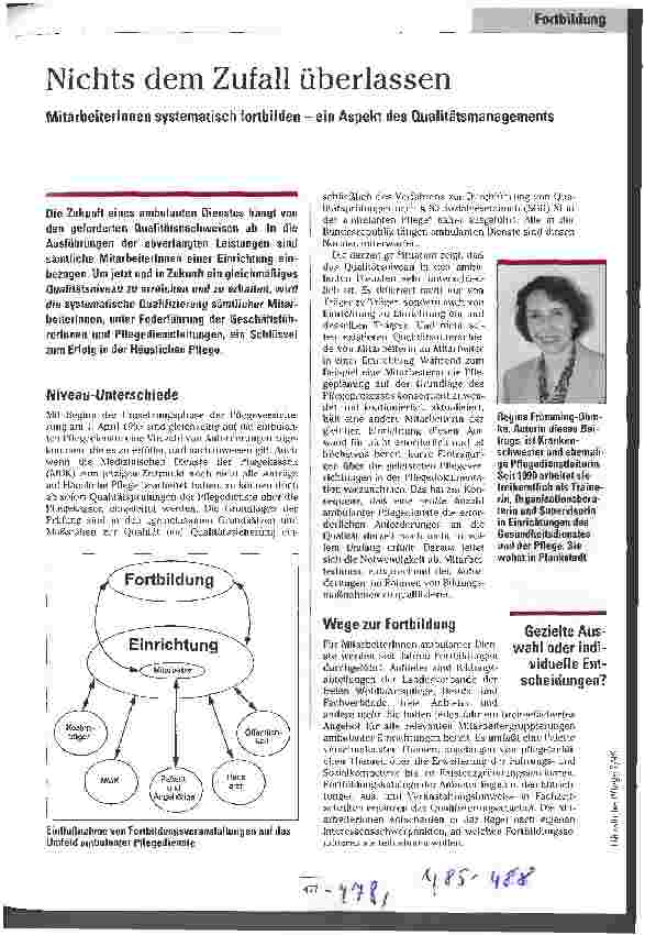 Vorschauseite 1: Nichts dem Zufall überlassen MitarbeiterInnen systematisch fortbilden - ein Aspekt des Qualitätsmanagements