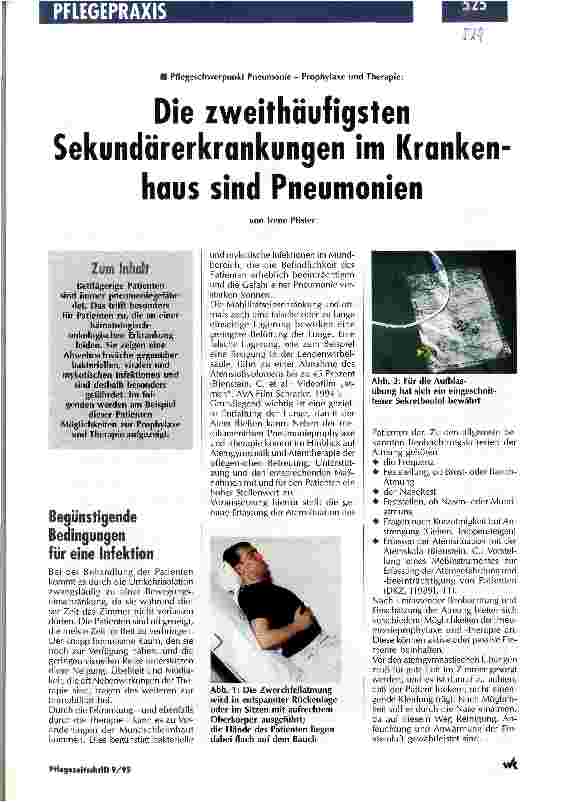 Vorschauseite 1: Die zweithäufigsten Sekundärerkrankungen im Krankenhaus sind Pneumonien Pflegeschwerpunkt Pneumonie - Prophylaxe und Therapie