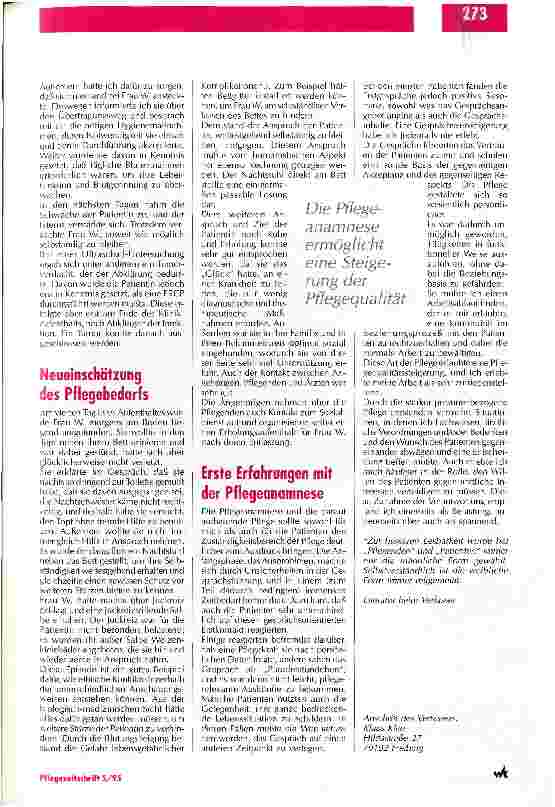 Vorschauseite 4: Die Pflegeanamnese als Basis der patientenorientierten Pflege