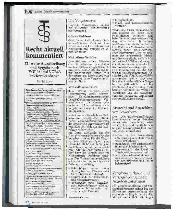 Vorschauseite 1: EU-weite Ausschreibung und Vergabe nach VOL/A und VOB/A im Krankenhaus
