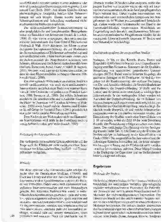 Vorschauseite 3: Die Effektivität nicht-medikamentöser Interventionen in der Schmerzbehandlung von Frühund Termingeborenen
