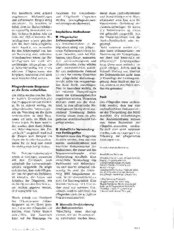 Vorschauseite 4: Nicht Toten, sondern Daten zählenDie Dokumentation pflegerelevanter Nebendiagnosen in den Pflegeberichten