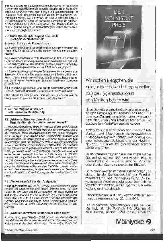 Vorschauseite 3: Recht in Pflege und Betreuung 10.Folge (Schluß): Recht des Patienten auf Hilfeleistung in Unglücksfällen und Not