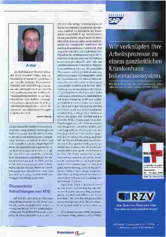 Vorschauseite 4: HEISSE LUFT ODER QUANTENSPRUNG?RFID IM KLINISCHEN EINSATZ EINMAL KRITISCH