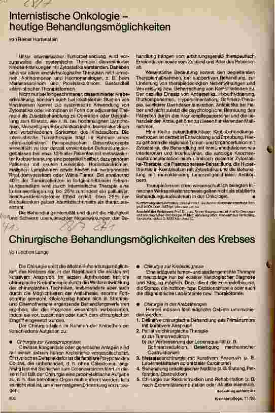 Vorschauseite 1: Chirurgische Behandlungsmöglichkeiten des Krebses