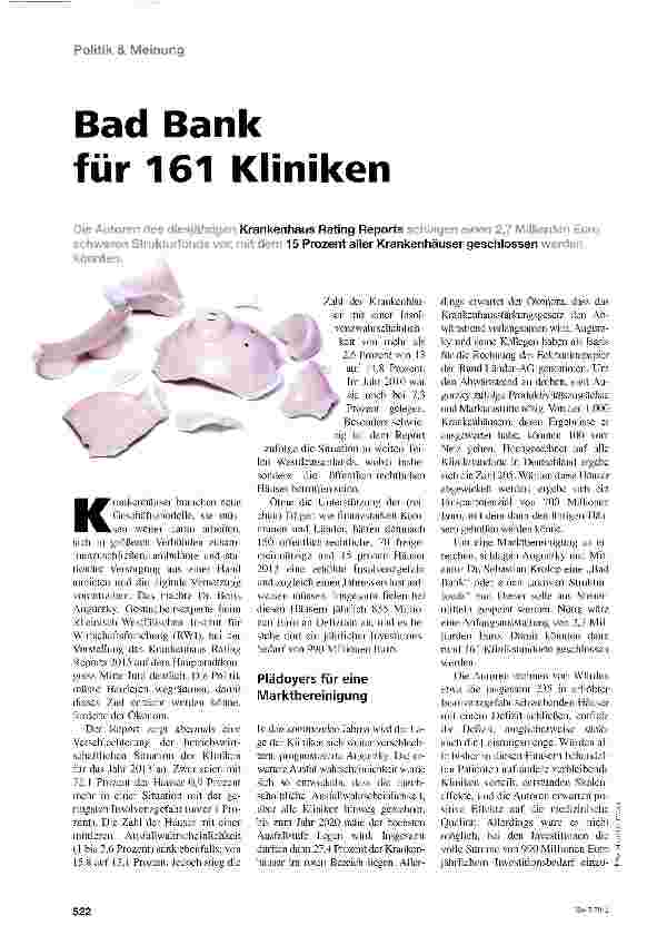 Vorschauseite 1: Bad Bank für 161 Kliniken