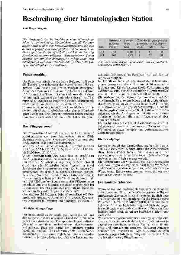 Vorschauseite 1: Beschreibung einer hämatologischen Station