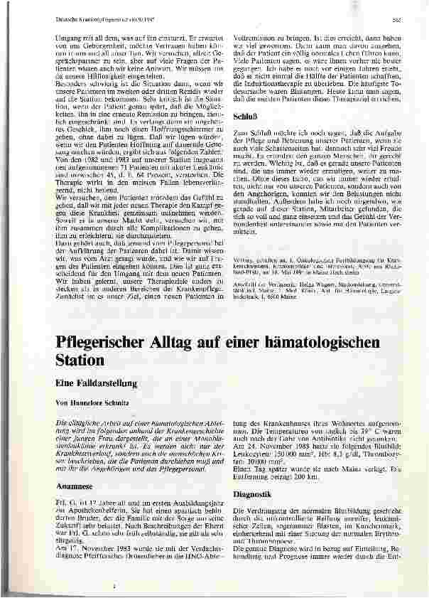 Vorschauseite 3: Beschreibung einer hämatologischen Station