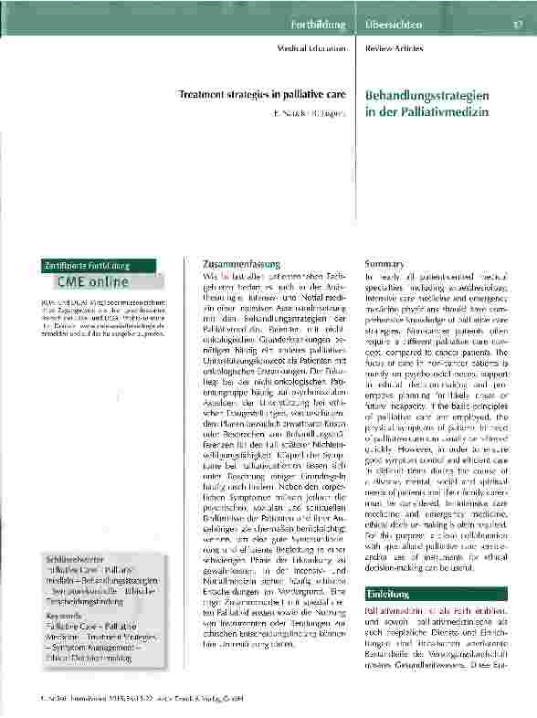 Vorschauseite 1: Behandlungsstrategien in der Palliativmedizin