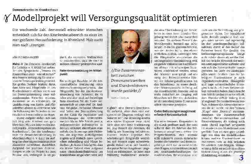 Vorschauseite 1: Modellprojekt will Versorgungsqualität optimieren