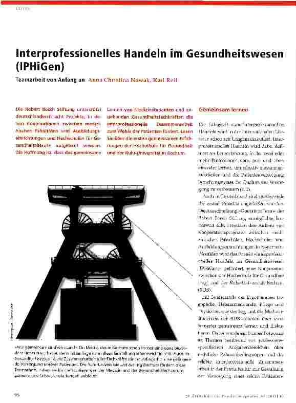 Vorschauseite 1: Interprofessionelles Handeln im Gesundheitswesen (IPHiGen)